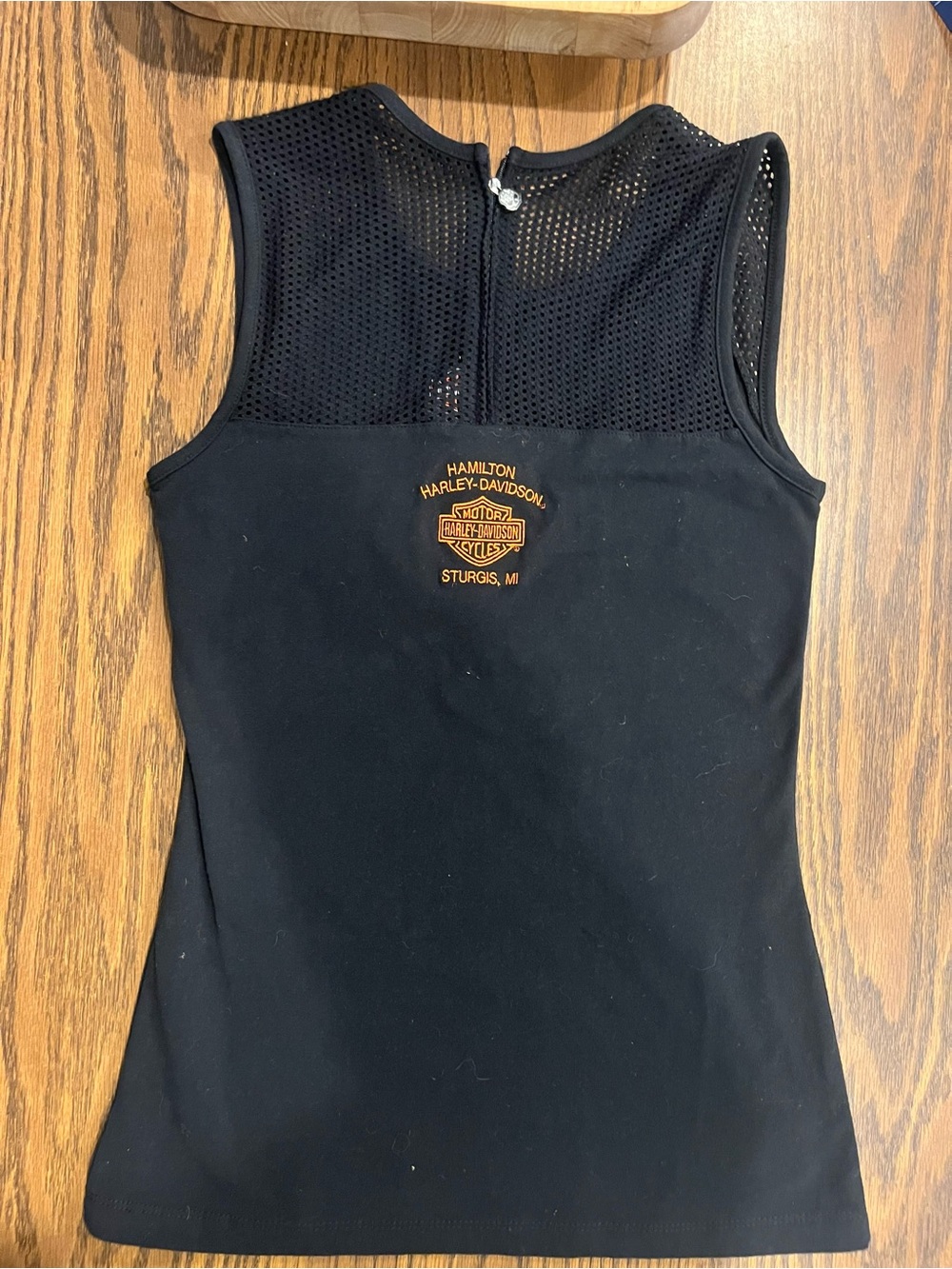 Harley-Davidson Black Tank with Orange Logo and Mesh Back - small